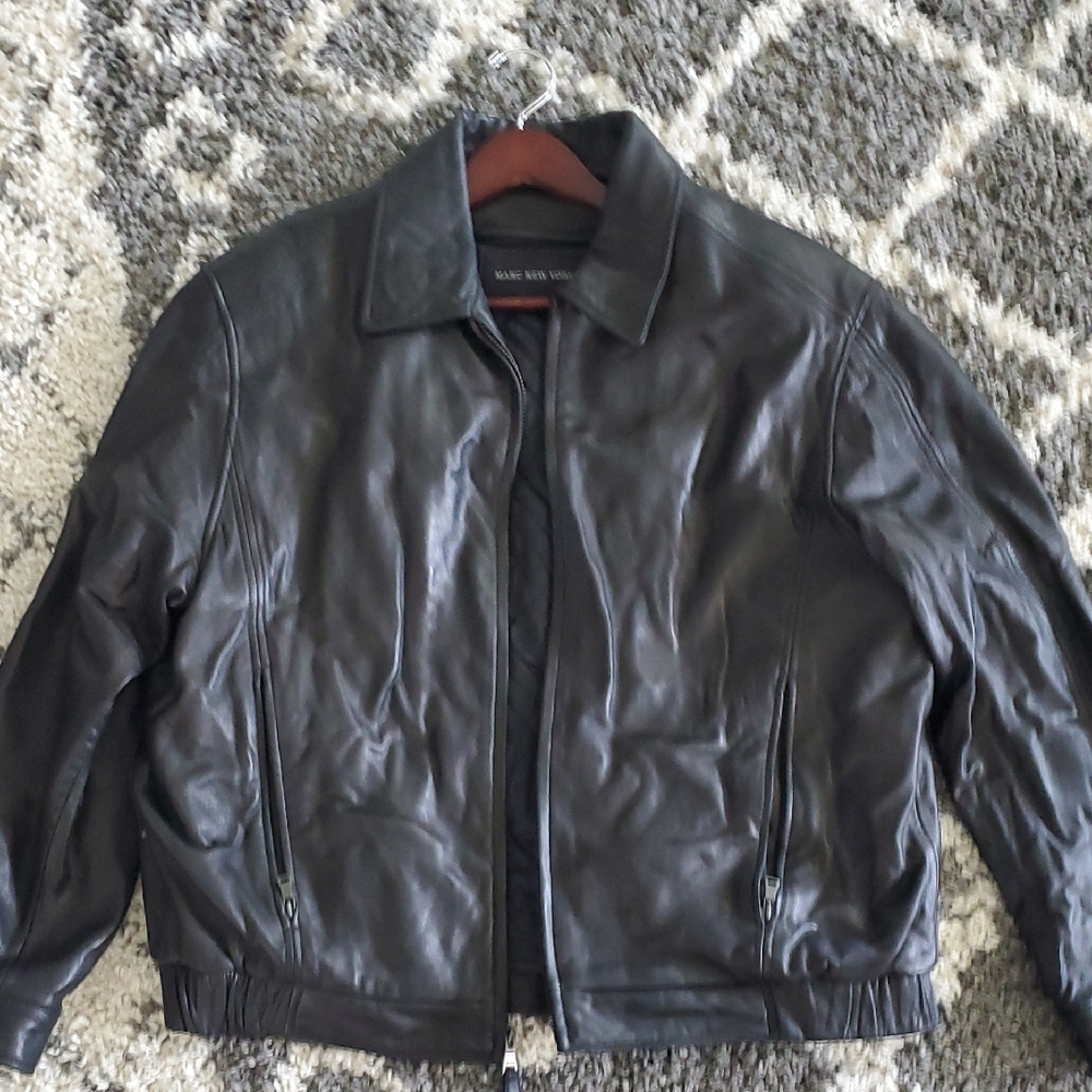 Marc New York Black Bomber Jacket Genuine Leather